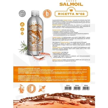 Necon Pet Food Necon Zalm Recept nr. 2 - Aanvullend voer voor honden en katten, 950 ml