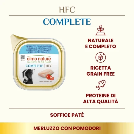 Almo Nature HFC Complete Morue et tomates - Aliment complet pour chien, 150 g