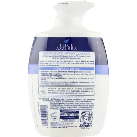 Blue Fern Classic pH 4,5 - Nettoyant intime pour l'hygiène quotidienne, 250 ml