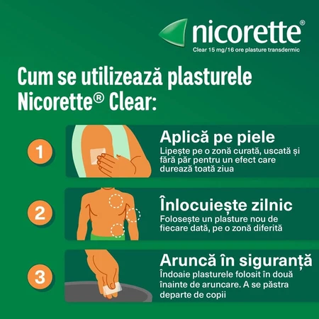 Nicorette Clear 15 mg, 4 x 7 parches, McNeil