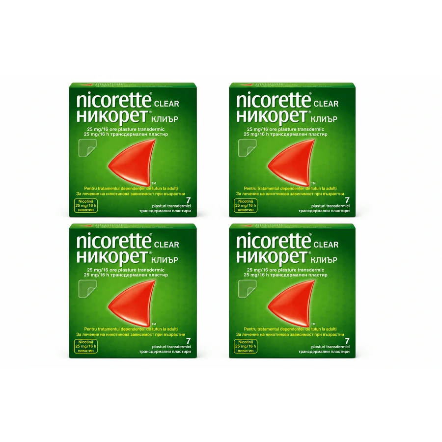 Nicorette Clear, 25 mg, 4 x 7 parches, McNeil