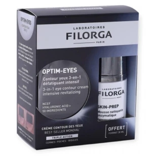 Filorga OPTIM-EYES 3-in-1 oogcontourcrème 15 ml + SKIN-PREP enzymatisch reinigingsschuim 30 ml (gratis)