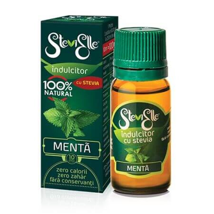 Flüssiger Süßstoff mit Stevia-Extrakt und Minzgeschmack, 10 ml, SteviElle