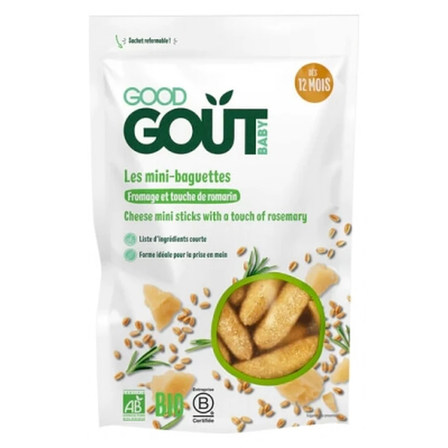Good Goût Mini Cheese Baguettes with a Hint of Rosemary, Organic, 70 g, For Babies 10 Months and Up