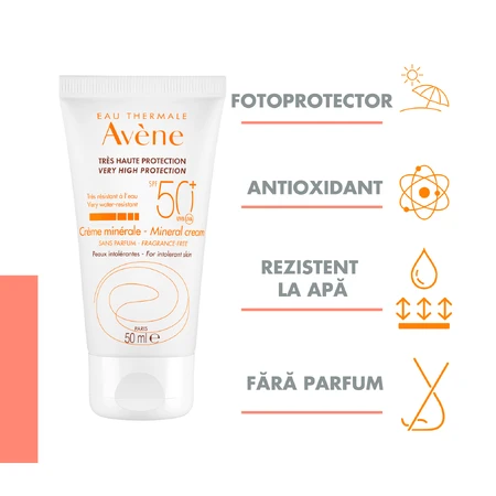 Mineral sun protection cream SPF 50+, 50 ml, Avene