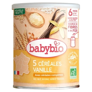 Babybio 5-Grain Vanilla, 6 Months and Up, Organic, 220 g