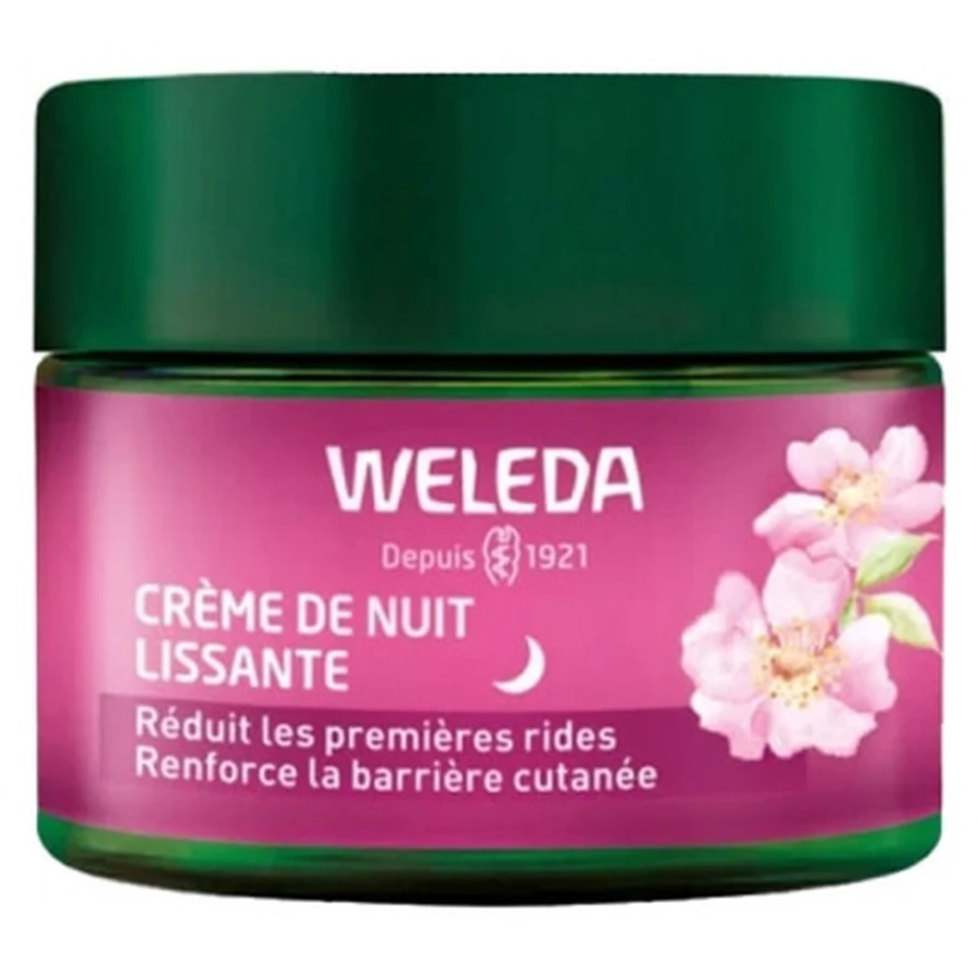 Weleda Cremă de noapte cu efect de netezire cu trandafir sălbatic și ceai alb, 40 ml