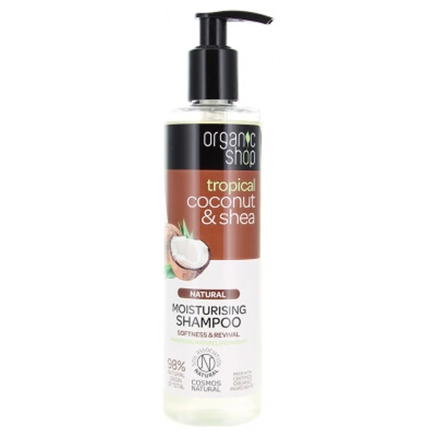 Champú hidratante natural de Organic Shop con coco y manteca de karité, 280 ml