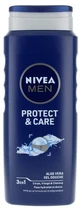 Nivea Men Protect &amp; Care 3-in-1 Shower Gel for Body, Travel, and Hair, 500 ml