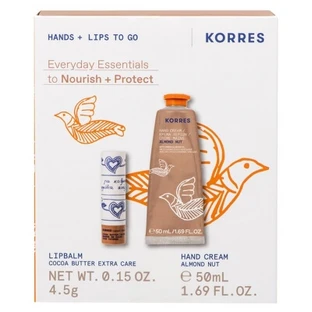 Crema hidratante de manos de almendra de Korres, 50 ml + Bálsamo labial con color y manteca de cacao de Korres, 4,5 g
