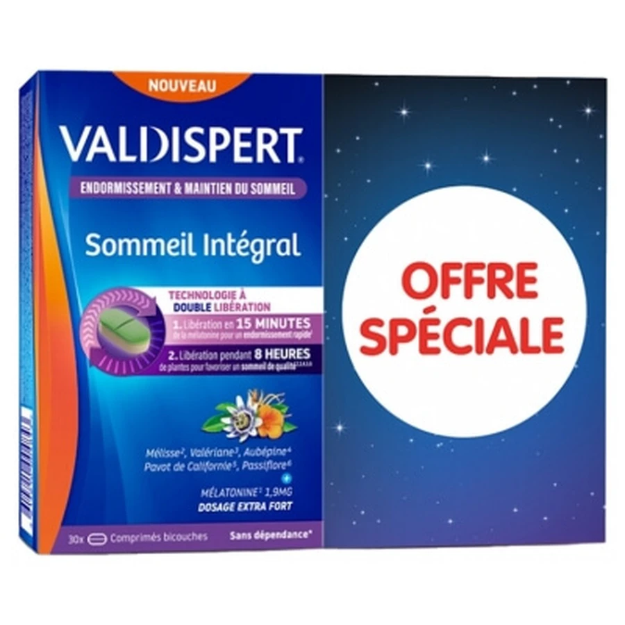 Valdispert Sommeil Intégral, 2-Pack of 30 Double-Layer Tablets, Special Offer