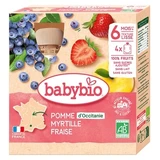 Babybio Apfel, Heidelbeere und Erdbeere, ab 6 Monaten, Bio, 4 Beutel à 90 g