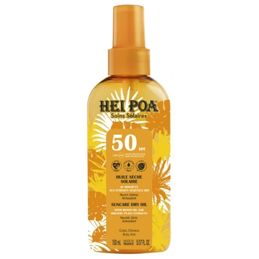 Aceite solar seco Hei Poa SPF 50, 150 ml