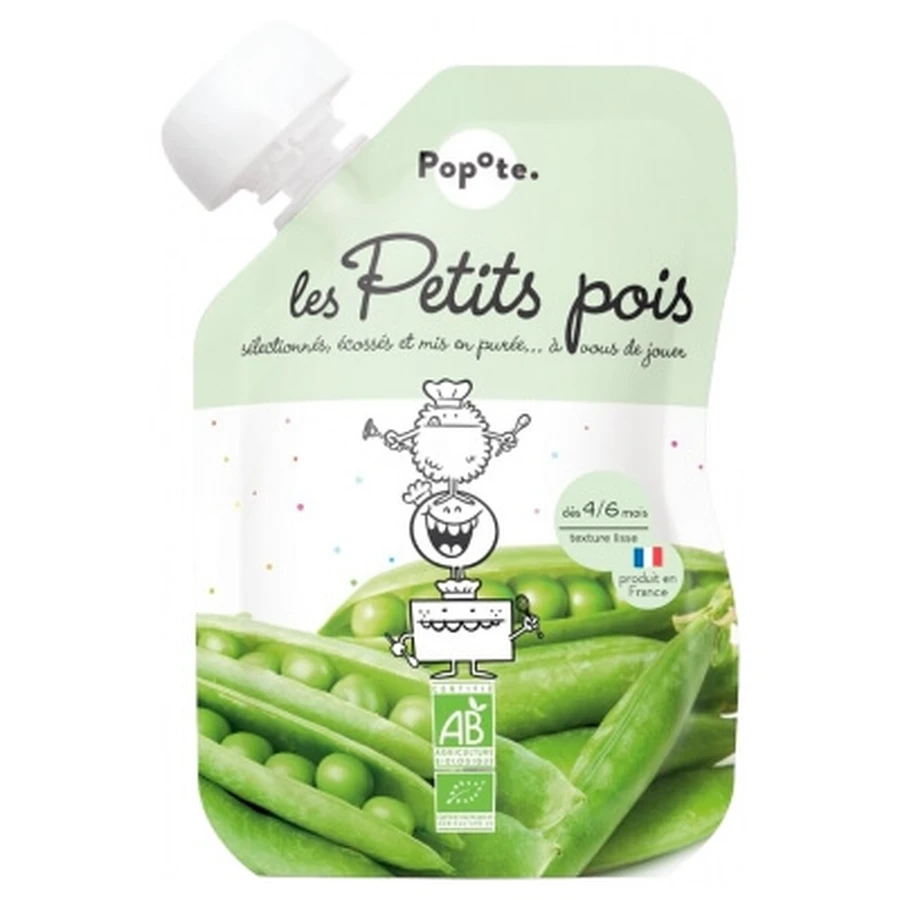 Popote Gourde Les Petits Pois Mashed Peas, Organic, For Babies 4–6 Months and Up, 120 g