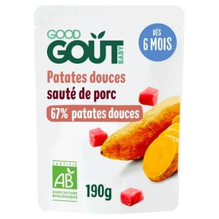 Good Goût Organic Sweet Potato and Pork Stir-Fry, for Babies 6 Months and Up, 190 g