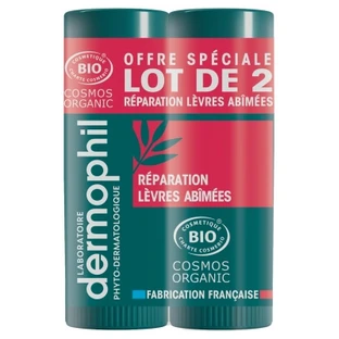 Dermophil Indian Organic Herstellende lippenbalsem voor beschadigde lippen, 2-pack (elk 4 g)
