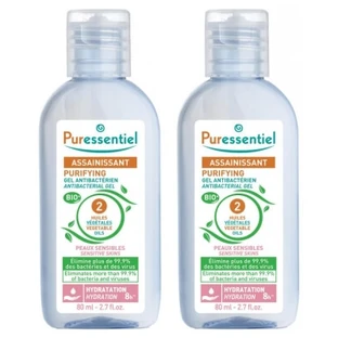 Puressentiel Gel antibacterian dezinfectant cu 2 uleiuri vegetale, set de 2 x 80 ml