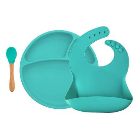 Set de hranire din silicon BWL II, Aqua Green, Minikoioi