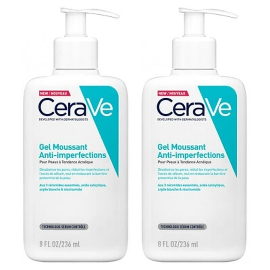 CeraVe Gel spumant anti-imperfecțiuni, pachet de 2 x 236 ml