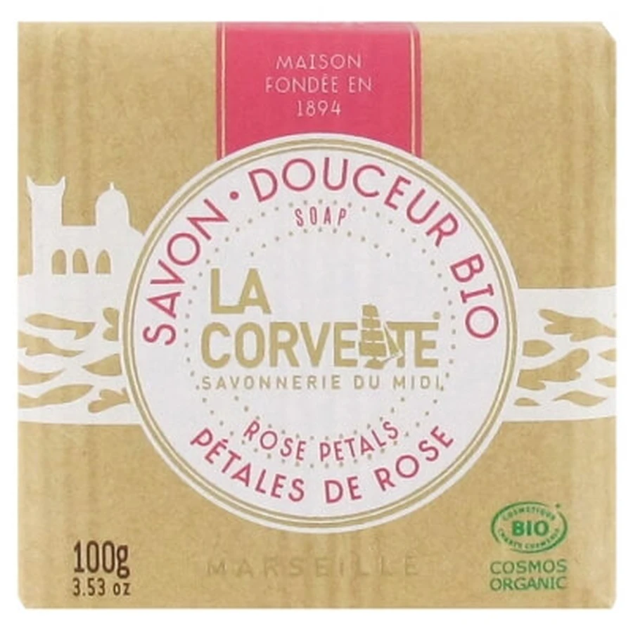 Corvette Săpun organic delicat cu petale de trandafir, 100 g