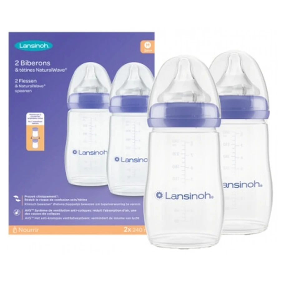 Lansinoh Natural Wave, 2 Flaschen, ab 3 Monaten, 240 ml
