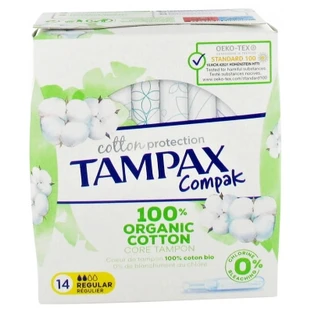 Tampax Compak Cotton Regular – 100 % Bio-Baumwolle – 14 Tampons
