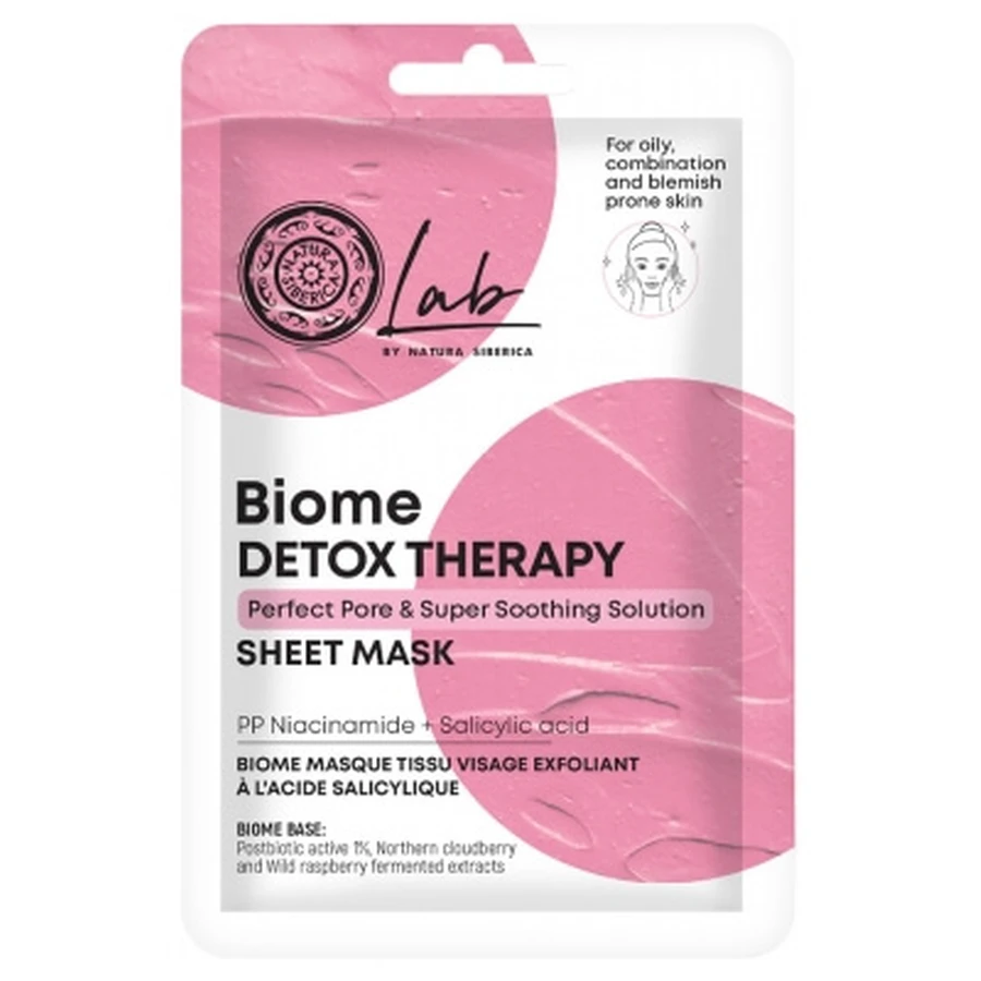 Natura Siberica Lab Biome Detox Therapy: mascarilla en láminas suavizante y reductora de poros, 25 g