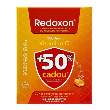 Redoxon with Vitamin C, 1000 mg, 2 x 45 effervescent tablets, Orange, Bayer