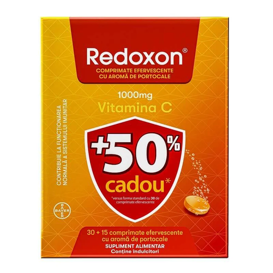 Redoxon with Vitamin C, 1000 mg, 2 x 45 effervescent tablets, Orange, Bayer