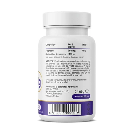Optim Magnesiumglycinat, 30 vegetarische Kapseln, Nutrific