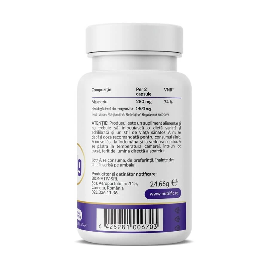 Optim Magnesiumglycinat, 30 vegetarische Kapseln, Nutrific