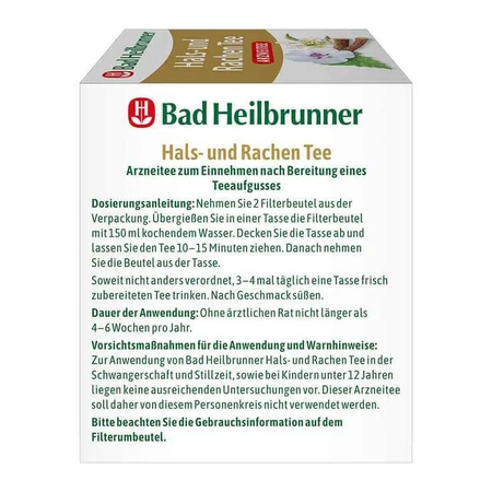 Bad Heilbrunner Throat and Throat Tea Filter Bags, 8 x 1.75 g Filter Bags