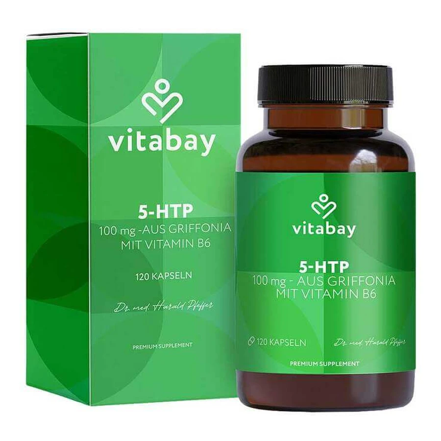 Capsule cu 5-HTP 100 mg din Griffonia + vitamina B6, 120 de capsule