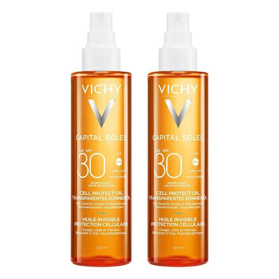 Vichy Capital Soleil Cell Protect Oil SPF 30, 2 x 200 ml ulei