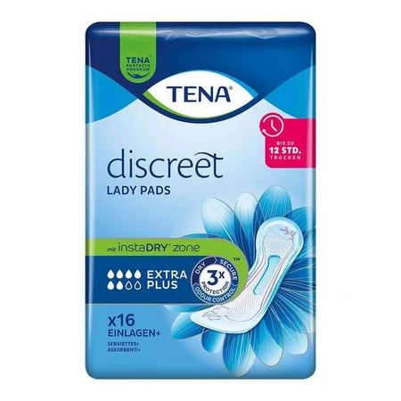 Compresas TENA® Discreet Lady Pads Extra Plus para la incontinencia, paquete de 16 unidades