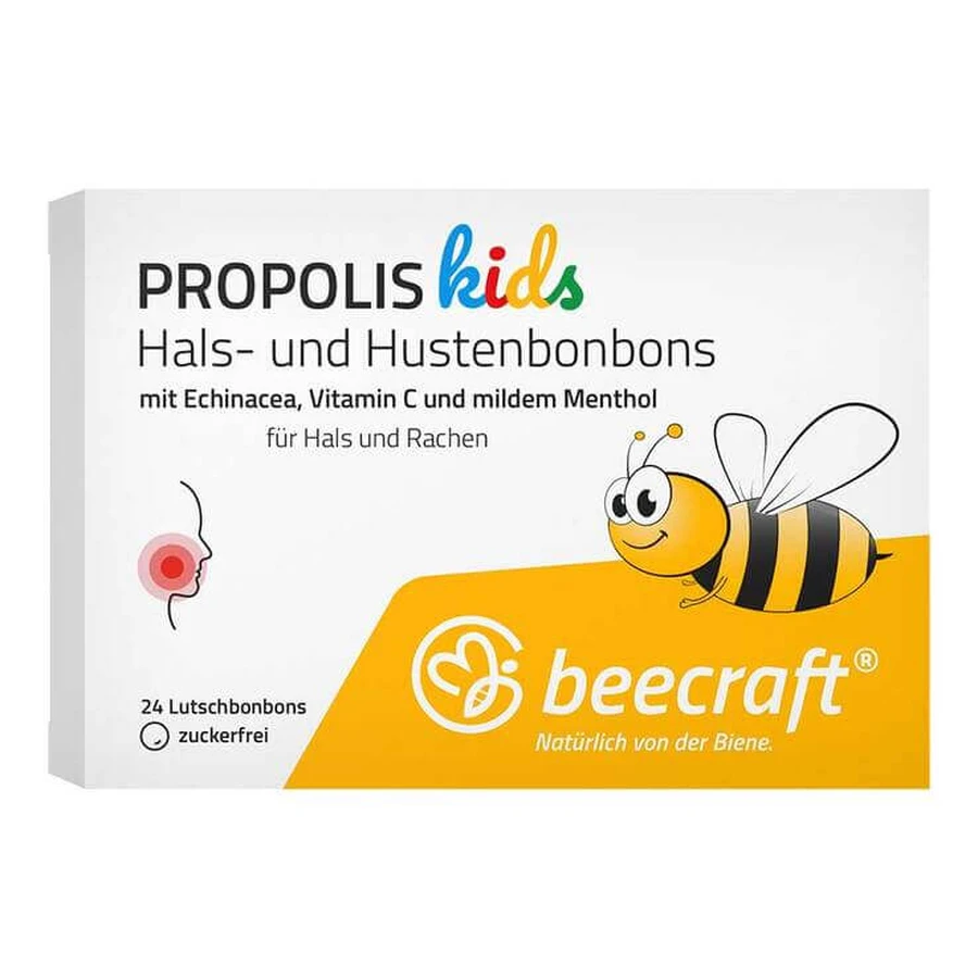 Beecraft Kids Propolis Throat and Cough Lozenges, 24 lozenges
