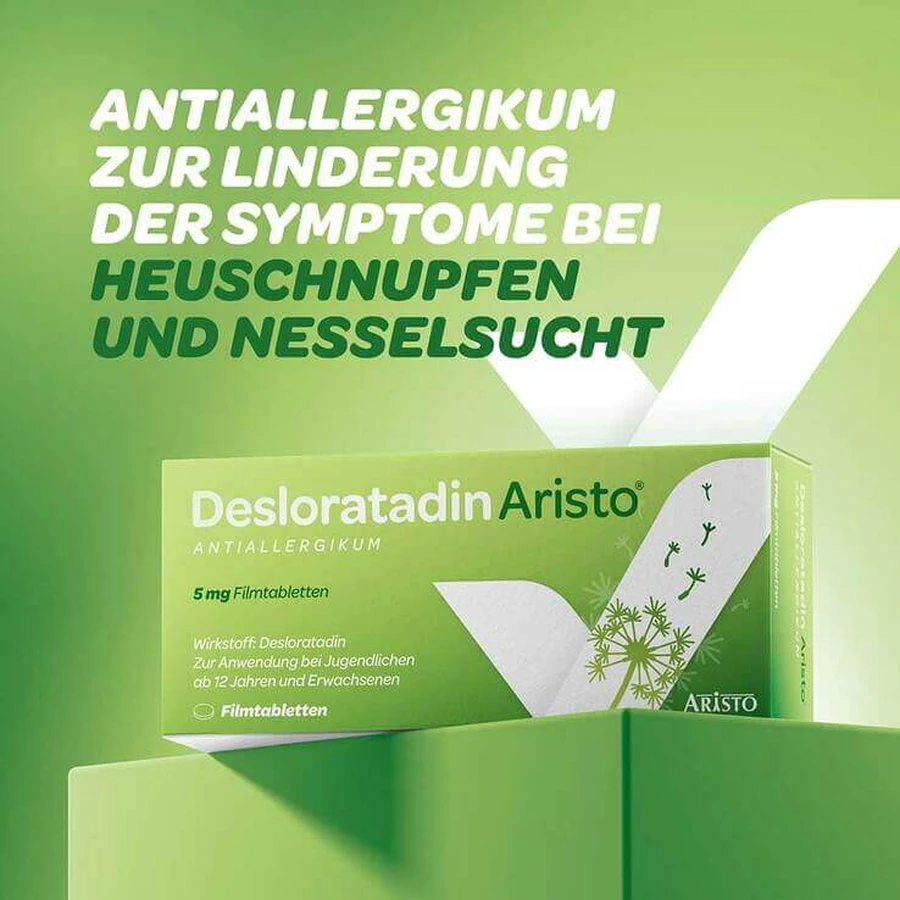 Desloratadina Aristo Antialérgico, comprimidos recubiertos con película de 5 mg, 100 comprimidos recubiertos con película