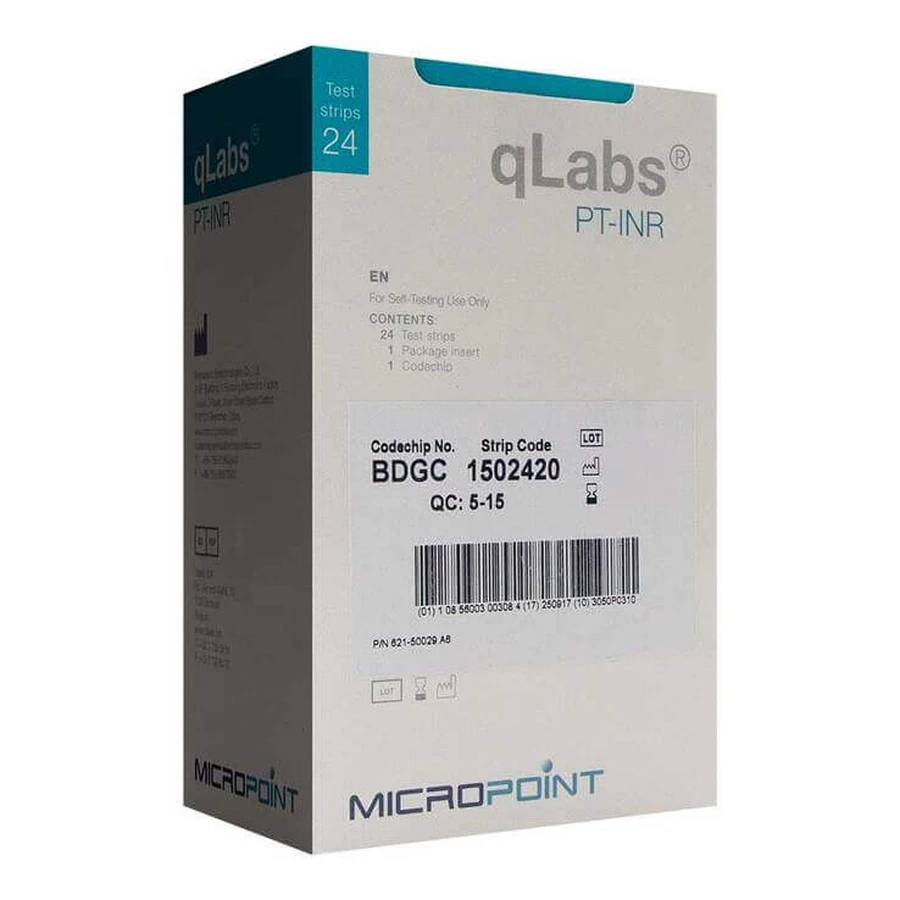 Benzi de testare Qlabs Ptz-INR pentru determinarea INR, 12 benzi de testare