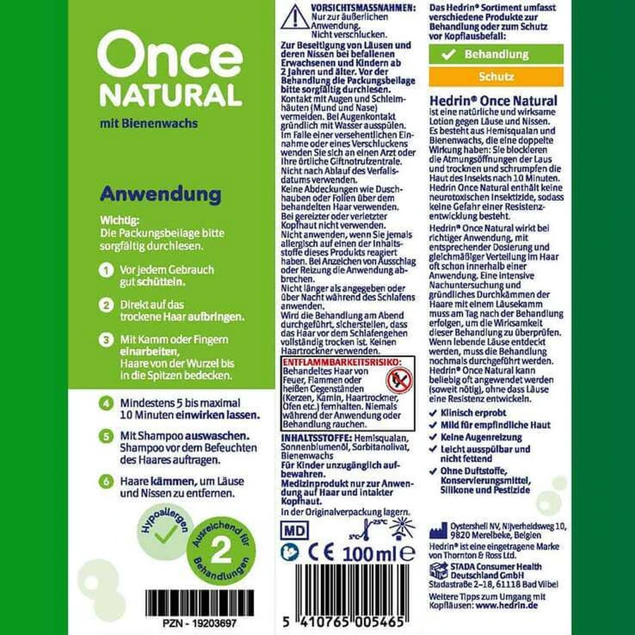 Hedrin Once Natural, 100 ml vloeistof