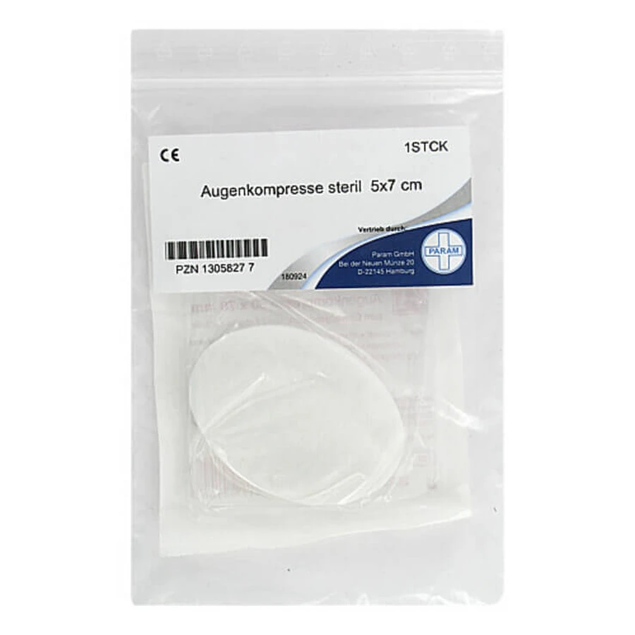 Steriel oogkompres, 50 x 70 mm, voor EHBO-doos, 1 kompres