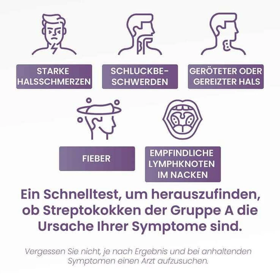 Strep Test: Rapid Test for Group A Streptococcus in the Throat, 2-Test Pack