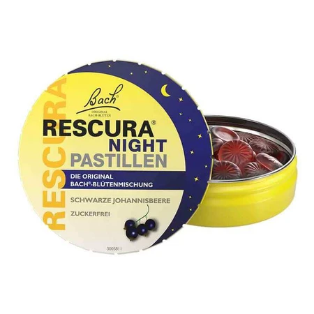Bach Flower Original Rescura Night Lozenges with Black Currant, 50 g of lozenges