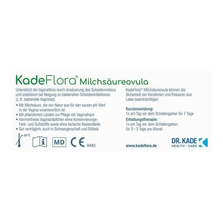 Ovules à l'acide lactique Kadeflora, 7 suppositoires vaginaux