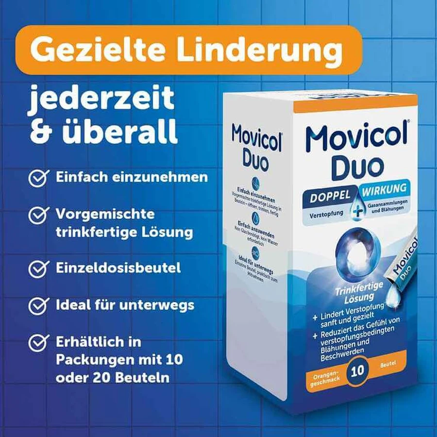 Movicol Duo, soluție gata de consum în plicuri, 10 buc. Soluție orală