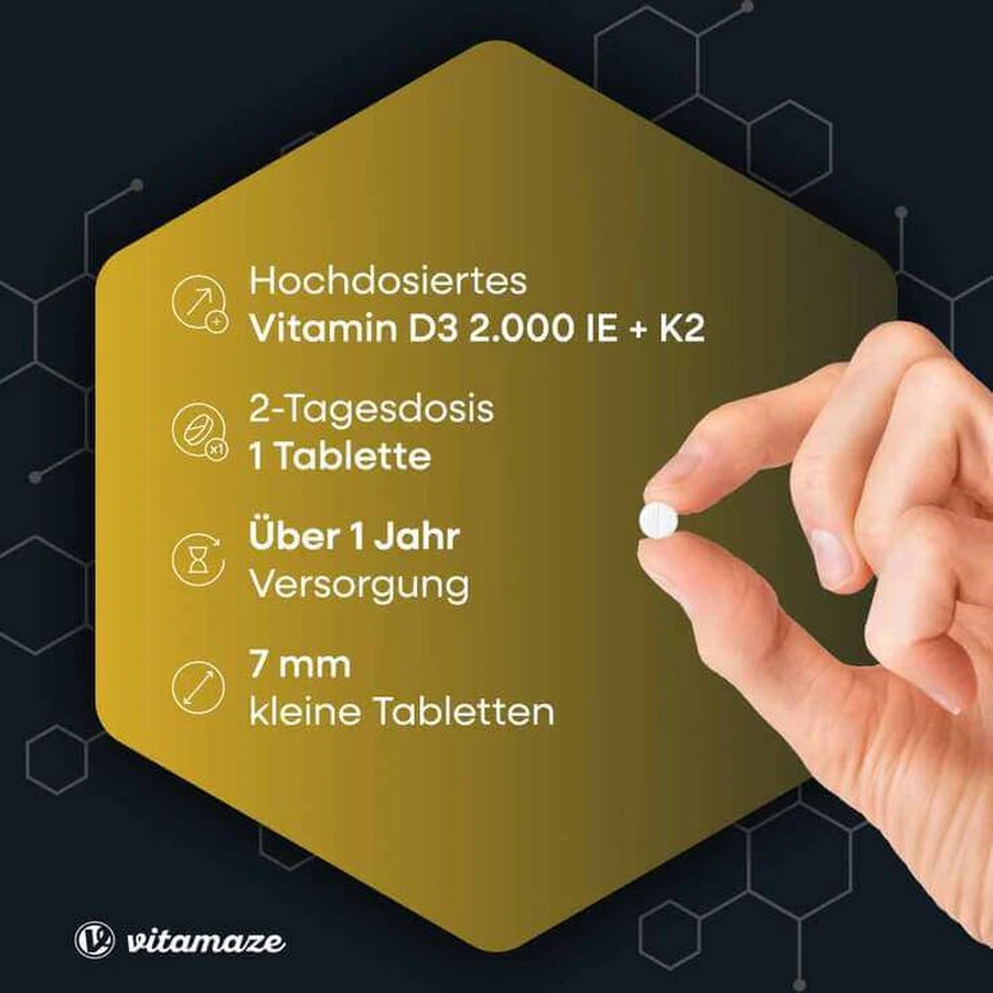 Vitamine D3 K2 2000 IE / 100 µg, extra krachtige tabletten, 240 tabletten