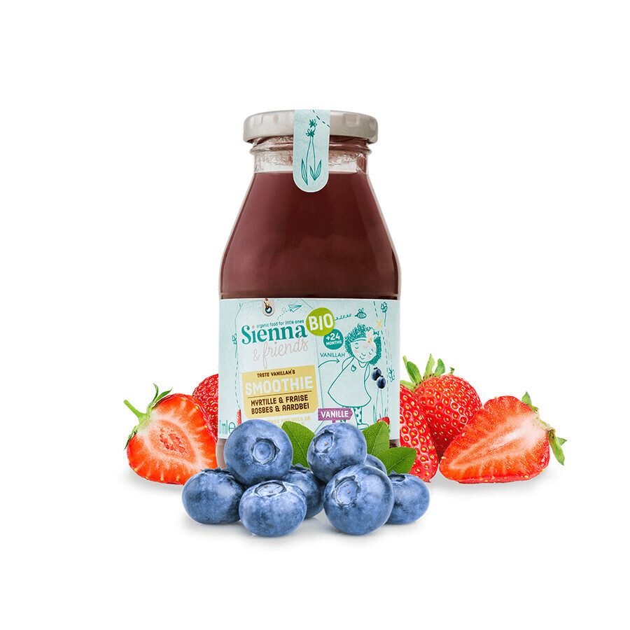 Smoothie Bio din afine si capsuni, 24 luni +, 200 ml, Sienna & friends