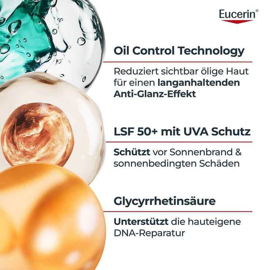 Eucerin Sun Gel-Crema Corporal Control de Grasa SPF 50+, 2 x 200 ml de crema
