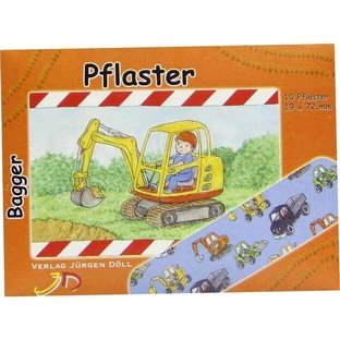 Pleisters voor kinderen: letters in de vorm van graafmachines, 10 pleisters