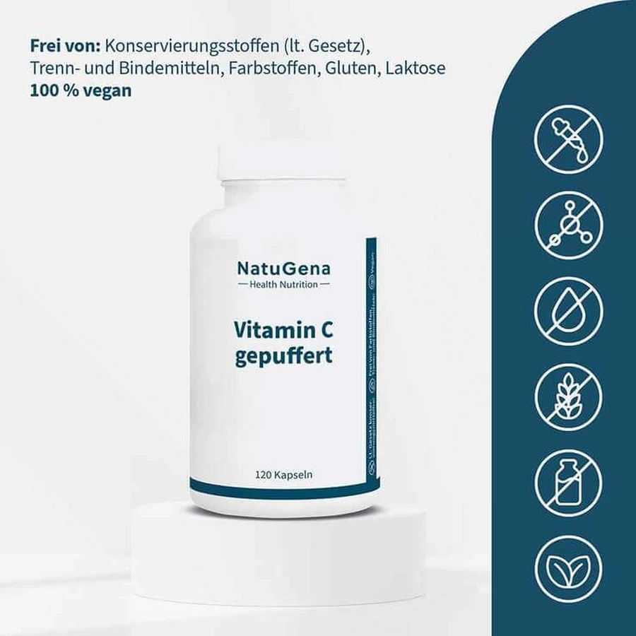 Gélules végétaliennes à haute dose de vitamine C tamponnée + magnésium, 120 gélules