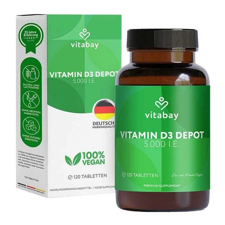 Comprimate cu vitamina D3 Depot 5000 UI (colecalciferol), 300 de comprimate